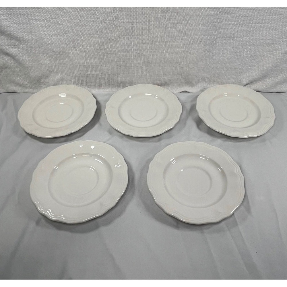 Federalist Ironstone White Scalloped Saucers Set of 5 Made in Japan 4238 1-9